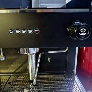 Wega Pegaso 2-group commercial espresso machine in black, second-hand, front view