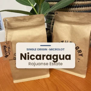 Bag of Apothecary Nicaragua Rajuanse Estate, Microlot (specialty coffee) coffee beans, labelled